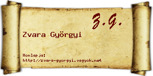 Zvara Györgyi névjegykártya